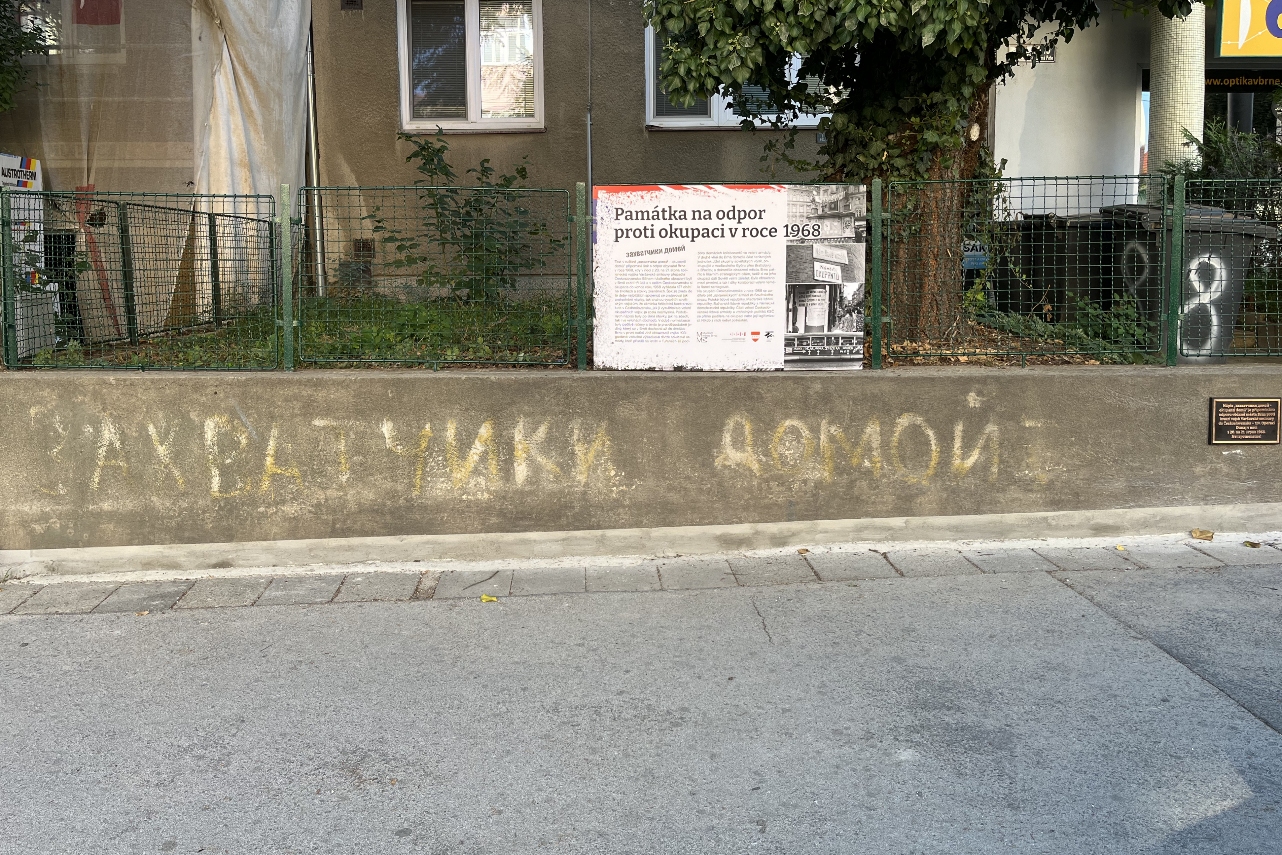 The occupation 1968 – Memorial to occupation in Brno, Merhautova 77