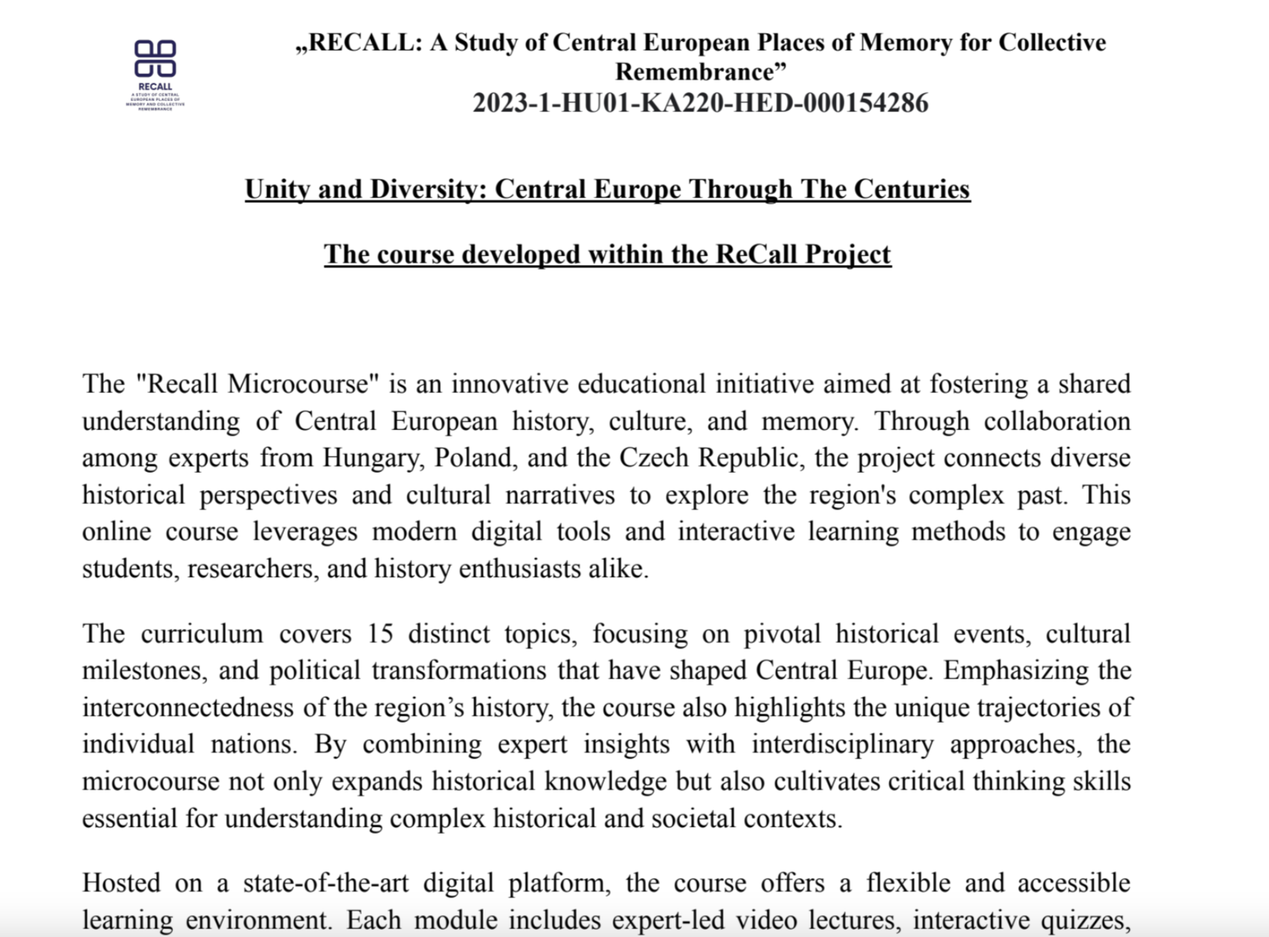 From Vision to Reality: Major Step for Recall Microcourse Achieved (December 2024)
